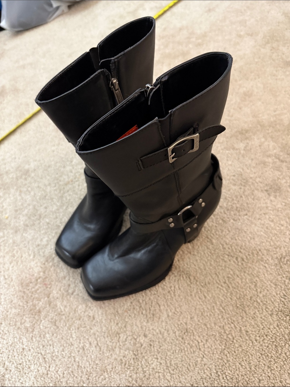 Black Harley Buckle Mid-Calf Women’s Boots